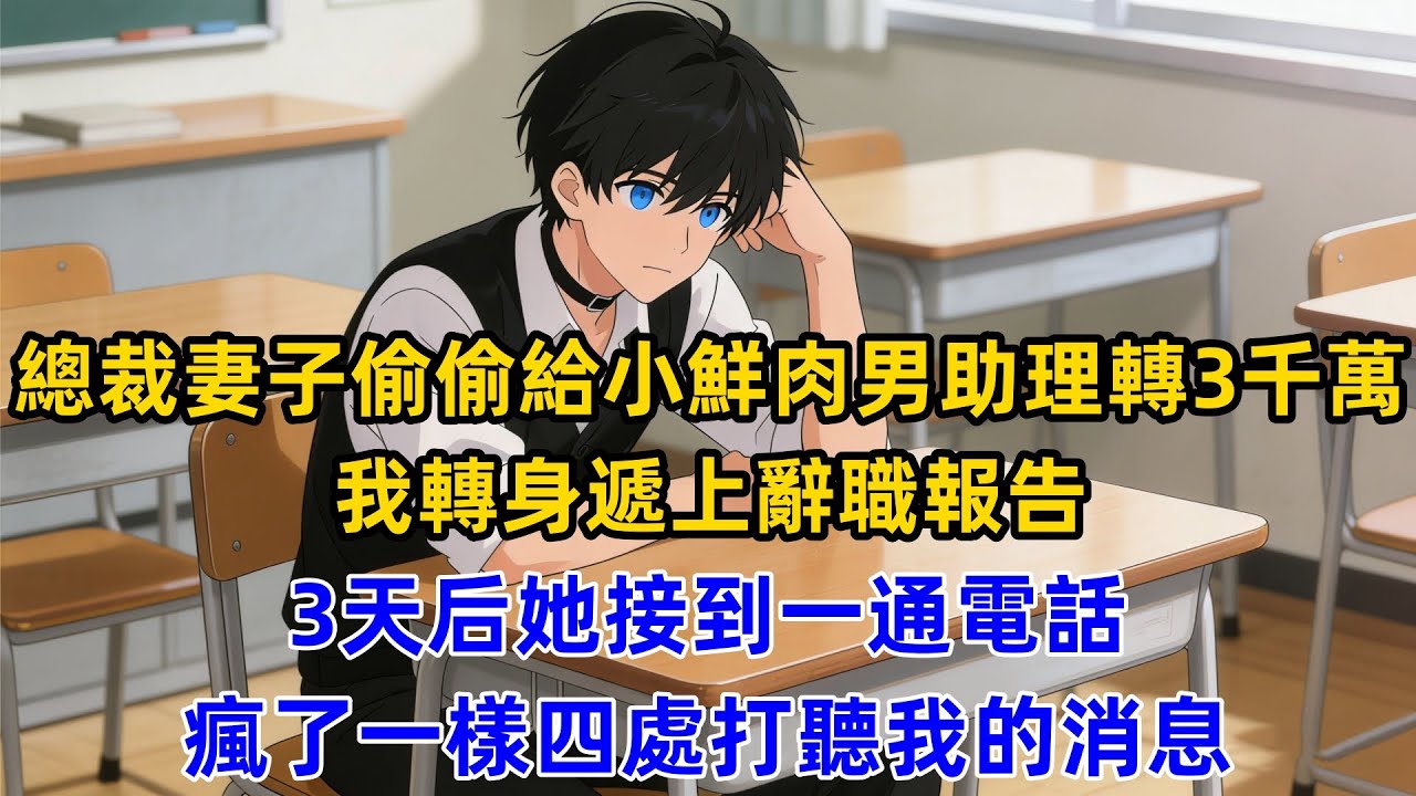 總裁妻子偷偷給小鮮肉男助理轉3千萬，我轉身遞上辭職報告，3天后她接到一通電話，瘋了一樣四處打聽我的消息！
