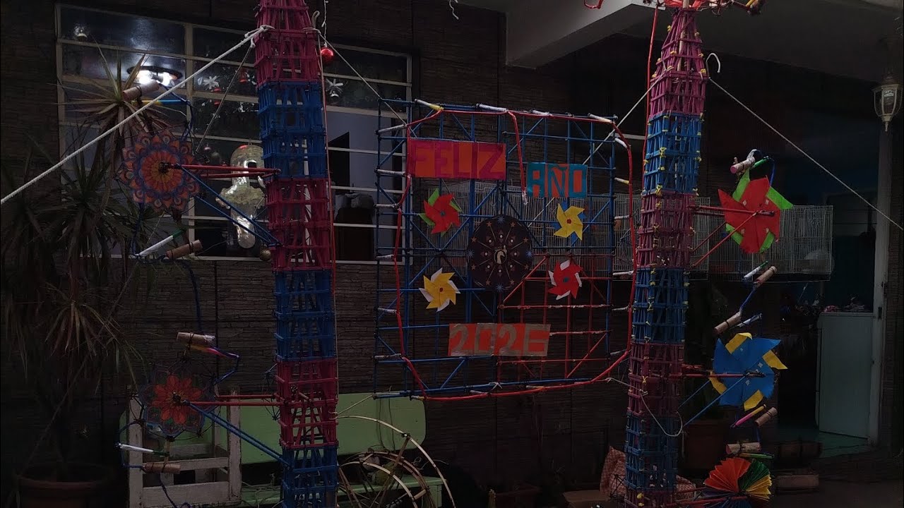 🥳✨🔥Quema de castillo Pirotécnico en fiesta de fin de año 2025 y recibir al 2026 🥳🔥🎇