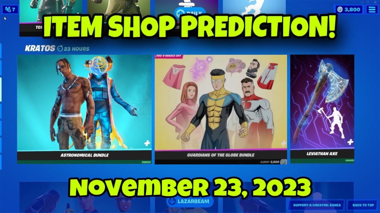 Fortnite Item Shop Prediction November 23, 2023 Find the list of skins