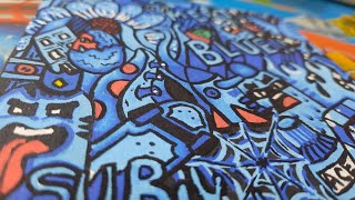 I tried drawing with PosCa ... but only blue 🟦 #art #posca #realism #doodle #graffiti #2024 #vlog