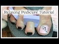 👣 Relaxing Salon Pedicure Tutorial Toenail Cutting & Cleaning Filing Foot Massage Gel Toenail Art