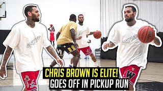 CHRIS BROWN IS A HOOPER HOOPER! He Goes Off In 5v5 Pickup Basketball Game!