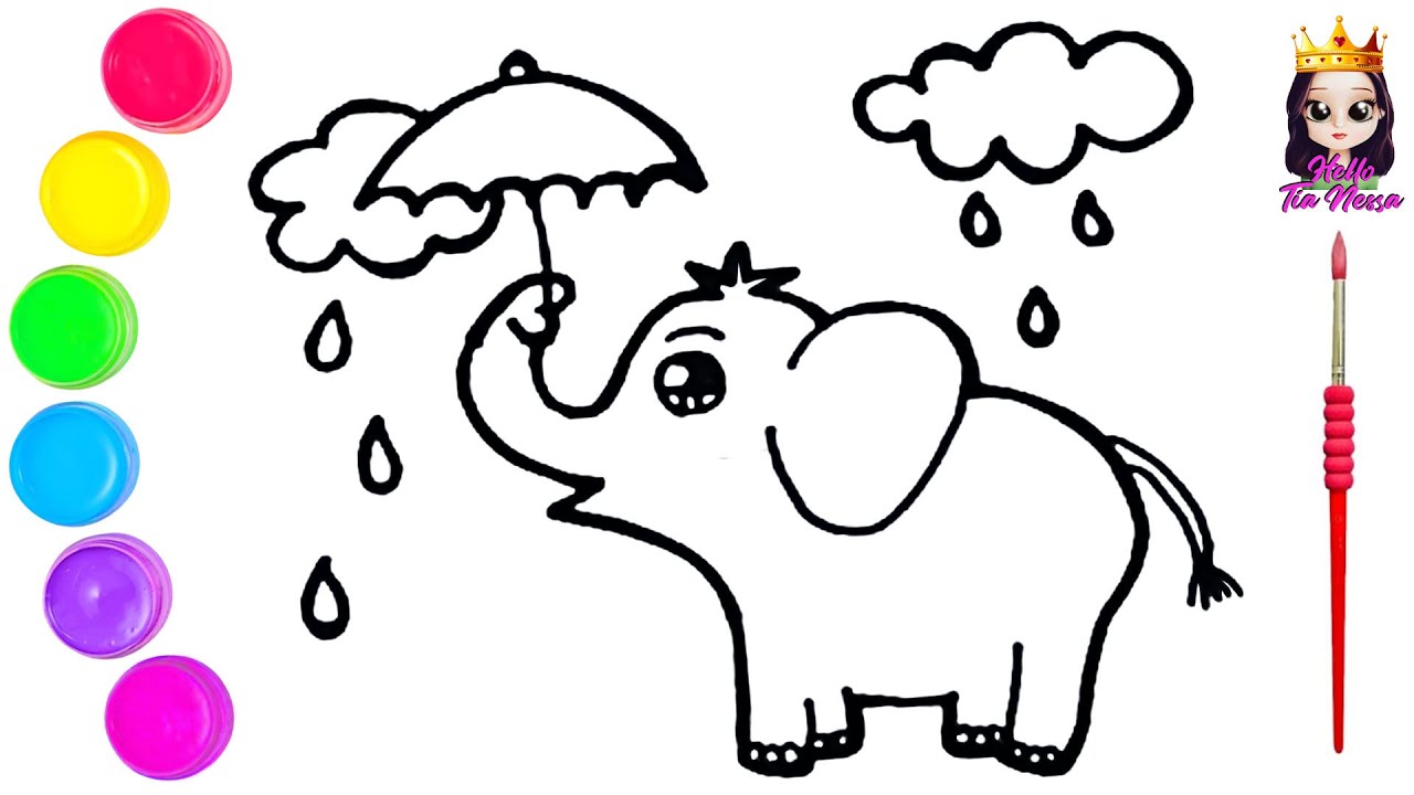 Desenho de elefante fofo kawaii l desenhando e colorindo l desenho de  animais. 