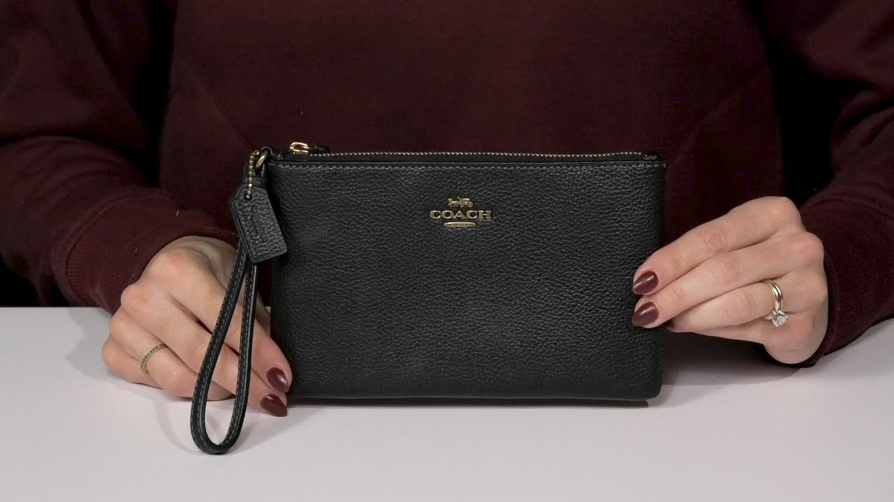 coach small wristlet black leather