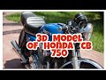 3D Model of Motorcycle Honda cb 750 💥 3Д Модель Мотоцикла Хонда сб 750