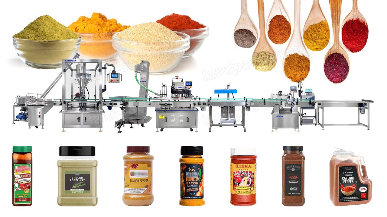 Automatic Spice Bottle Filling Machine | Spice Jar Filling Capping Labeling Machine