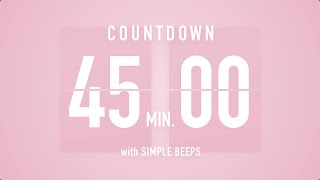 45 Min Countdown Flip Clock Timer / Simple Beeps 🌸🔔