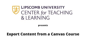 Export Content from a Canvas Course