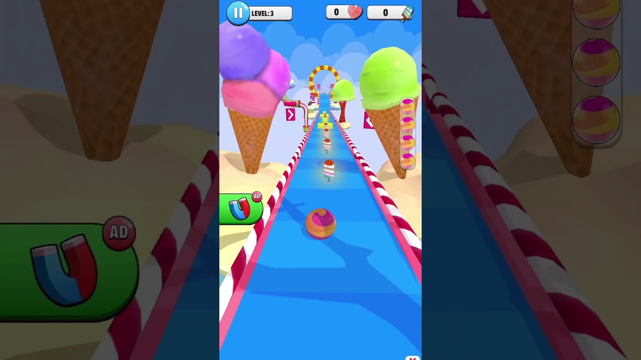 Candy Ball Run - Rolling Games - SpeedRun Gameplay Level 0-3