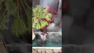 Watch what happens when lava flows into a swimming pool #shorts