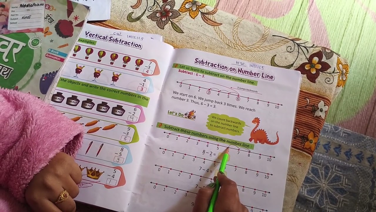 Subtraction On Number Line//Class UKG//Class 1st//Math// viral 