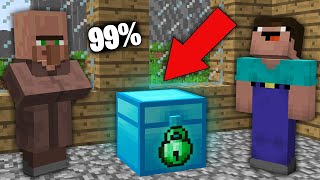 Minecraft NOOB vs PRO:99% VILLAGERS CANT OPEN DIAMOND CHEST WITH EMERALD LOCK!Challenge 100%trolling