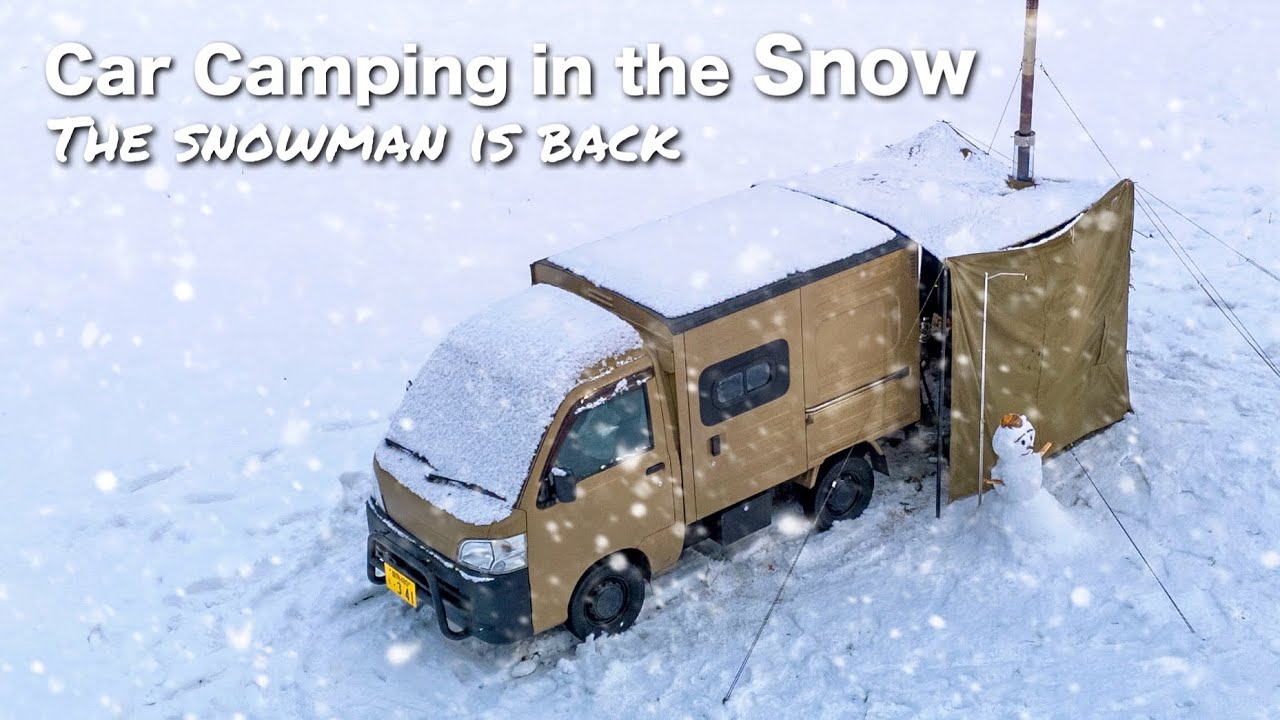 Одиночный кемпинг на машине в заснеженном поле. Bluetti Elite 200 V2 | Расслабляющий ASMR