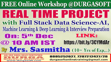 REAL TIME PROJECT with Full Stack Data Science (FREE Workshop) Online Training @ DURGASOFT
