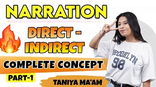 Narration In English Grammar | Part -1 | Concepts With Examples | Direct And Indirect | Taniya ma'am