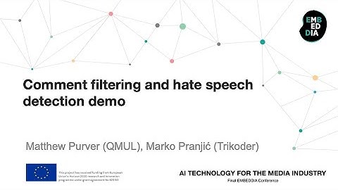 EMBEDDIA: Comment filtering and hate speech detection demo