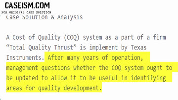 Texas Instruments: Cost of Quality (A) Case Solution & Analysis Caseism.com