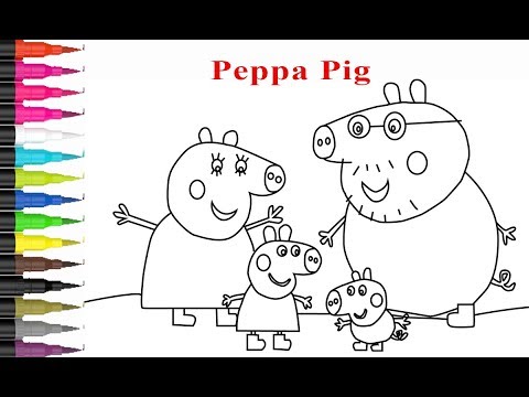 Vẽ và tô màu peppa pig| Peppa pig drawing and coloring for kids| Bé học tô màu