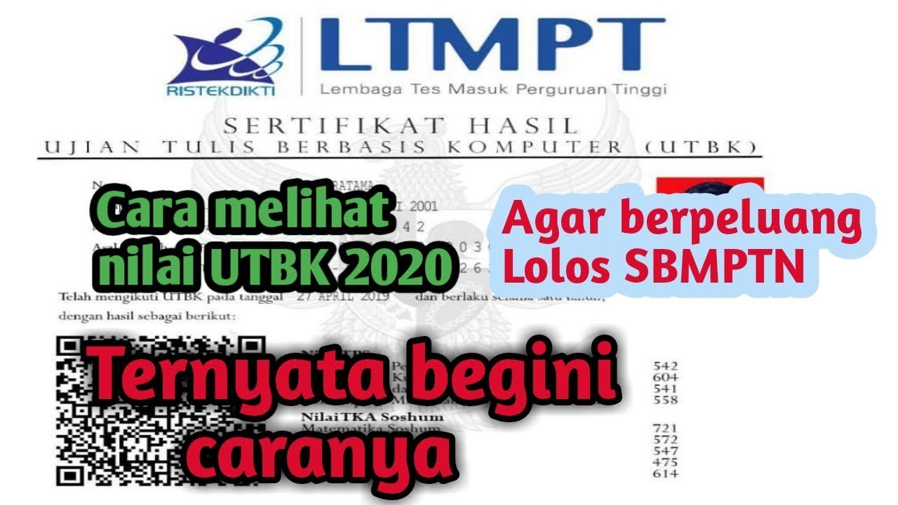 MENGHITUNG NILAI UTBK LOLOS SBMPTN 2020 - YouTube
