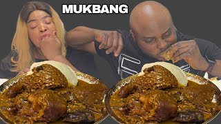 My wife started eating without me | see what happened next | ogbono soup and fufu | mukbang