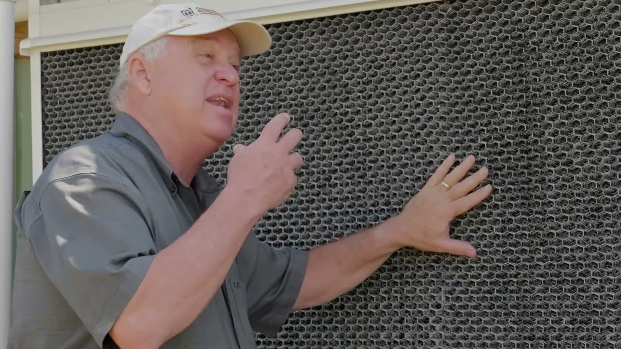 Mineral build up on evaporative cooling pads