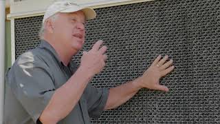 Mineral build up on evaporative cooling pads
