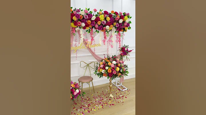 Wedding Frame Backdrop Decor Orange Pink Floral Arrangement  #floraldesign #backdrop #diy #flower