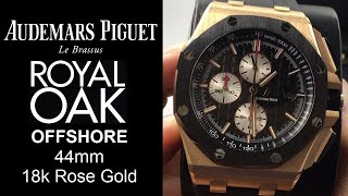 ▶ ROSE GOLD Audemars Piguet Royal Oak Offshore 44mm, Black UNBOXING & Review - 26401RO.OO.A002CA.01