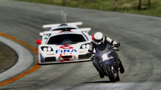 Kawasaki Ninja H2 Black Carbon vs Porsche 911 RSR vs McLaren F1 GTR at Old Spa