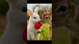 Rabbit 🐇 and deer 🦌 #animallovers #rabbit