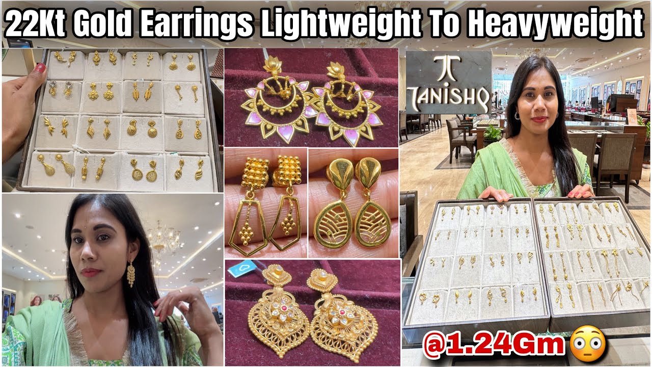 Rs.14000 Starts💥Tanishq 22Kt Gold Earrings Designs *All Varieties* Lightweight Gold Earrings Tanishq