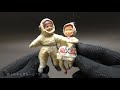 Rare Christmas Tree OLD Ornaments Vintage Decoration Cotton USSR Boy Astronaut Dancing with Girl