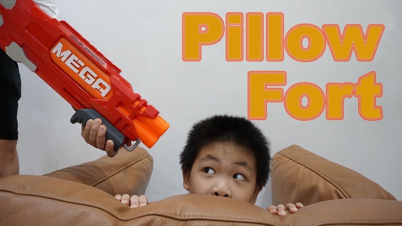 Nerf mega double breach attacks wz s pillow fort youtube