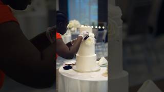 Bride wants White, Blue and Gold wedding cake? #columbusohio #weddingcake #caketutorials #cakestyle