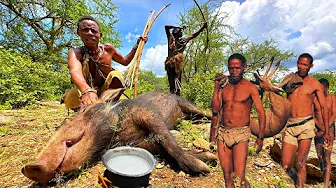 Discover Hadzabe Tribe Wild Pig Hunt and Cooking | life of the hunter