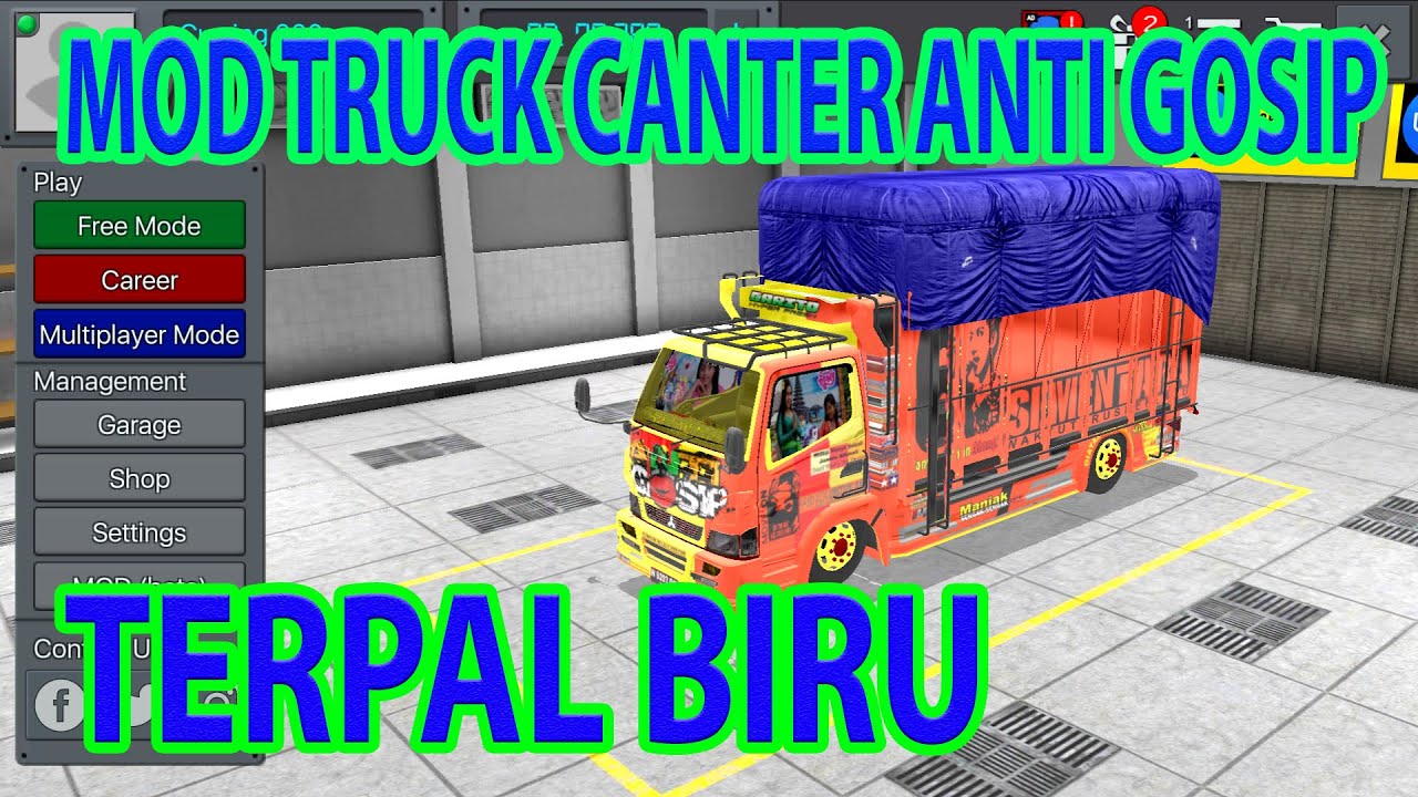  MOD  BUSSID TERBARU 2021 TRUK  CANTER ANTI  GOSIP  TERPAL BIRU 