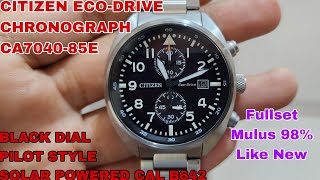 SOLD CITIZEN ECO-DRIVE CA7040-85E PILOT STYLE CHRONOGRAPH FULLSET MULUS 98% FOLLOW IG LakoneWatch