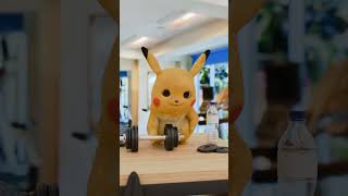 Pokemon Pikachu is exercising at the gym #short 3D animation in a realistic style #pikachu