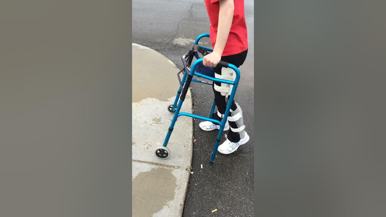 Walking Paraplegic May 2015, up step, unlocked KAFOs YouTube