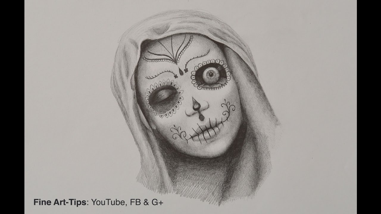 ⁣How to Draw a Catrina (Lady With Skull Make-Up) - Halloween Special
