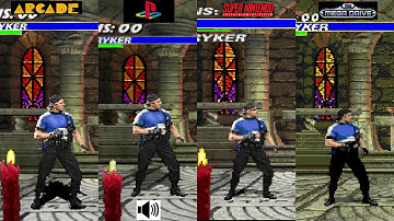 Mortal Kombat 3 Stryker Comparison Arcade VS PS1 VS SNES VS Megadrive Console VS Console