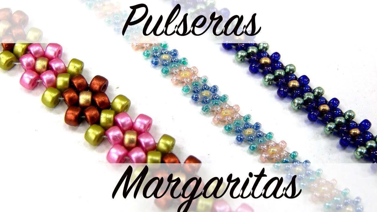 Pulsera Margaritas con Rocallas - YouTube