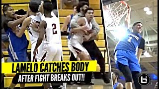 LaMelo Ball SNAPS After FIGHT Breaks Out!! BODIES Defender \& CRAZY DUNKS!!