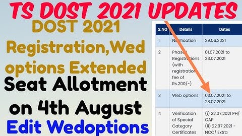 TS DOST 2021 Registration & wed options Extended//DOST 2021 New Dates//EDIT Wed options//Mvlnreddy