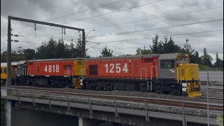 DBR 1254 DC 4818 with GVR Excursion A062 passing Te rapa yard Hamilton North Island Main Trunk 