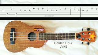 Video thumbnail of "Melody Golden Hour JVKE Slow Easy Melody Fingerpicking Fingerstyle Ukulele Tabs Tutorial"