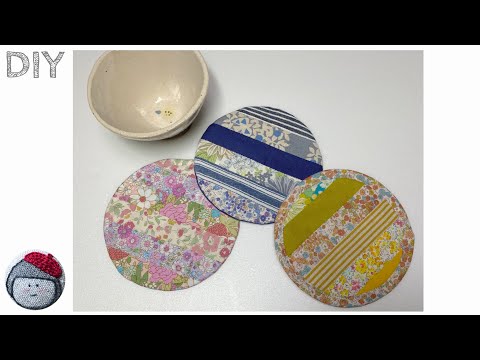 パッチワークコースター　ハギレ活用