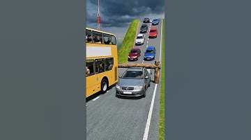 Capsule Bus vs Cargo Truck 💥 | Log Trap Crash Test | BeamNG.drive #Shorts #beamng #beamngdrive