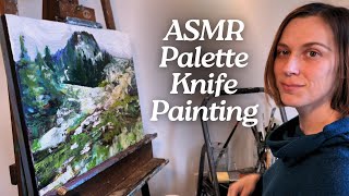 ASMR Palette Knife Painting | Alpine Landscape with Rock Formations | 2 Hours, No Talking