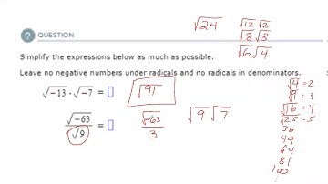 Simplifying a Product and Quotient Involving Square Roots of Negative Numbers ALEKS